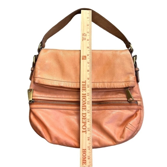 FOSSIL Explorer Fold Over Crossbody Leather Distressed Orange Bag Purse VINTAGE - Picture 14 of 15